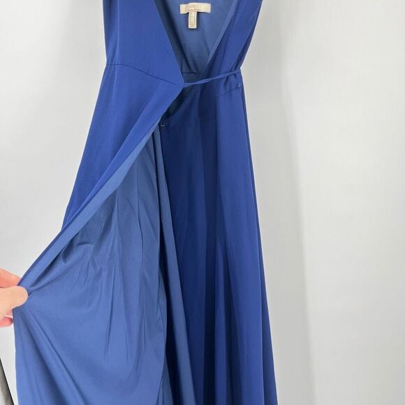 Aidan By Aidan Mattox Double Strap Wrap Dress Maxi  Navy  Womens Size 10 - Picture 8 of 11